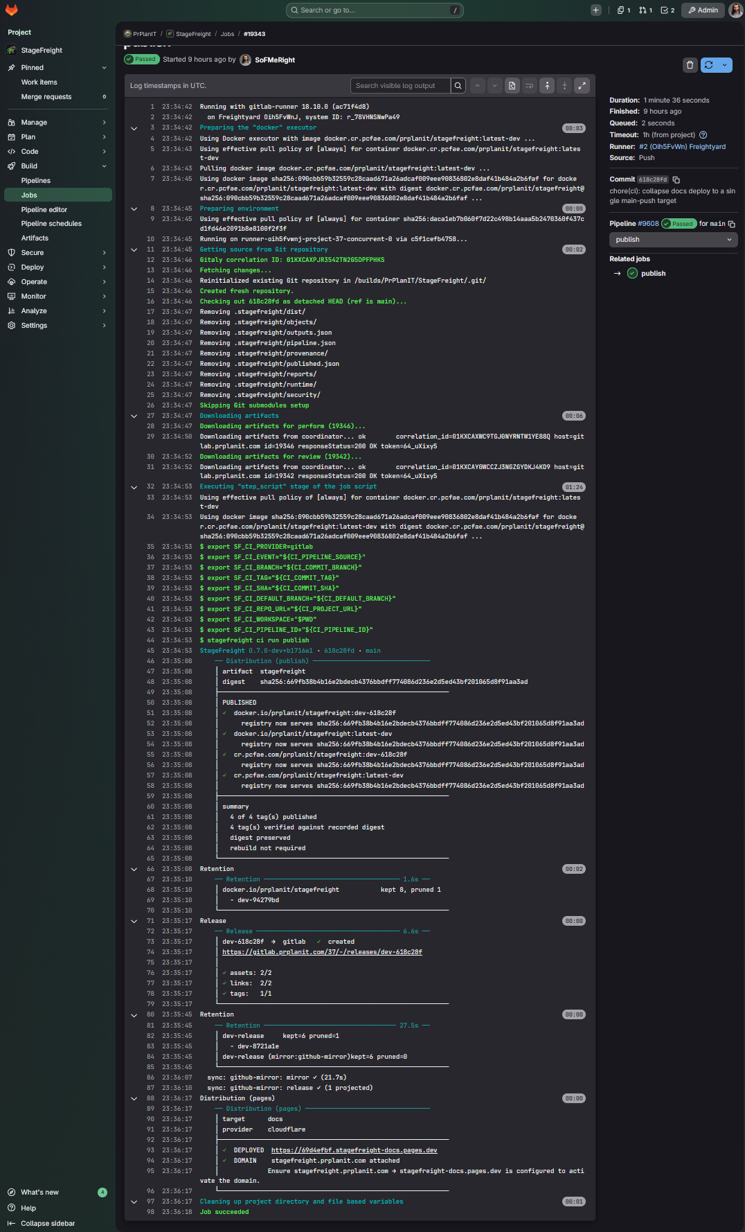 Publish job in GitLab