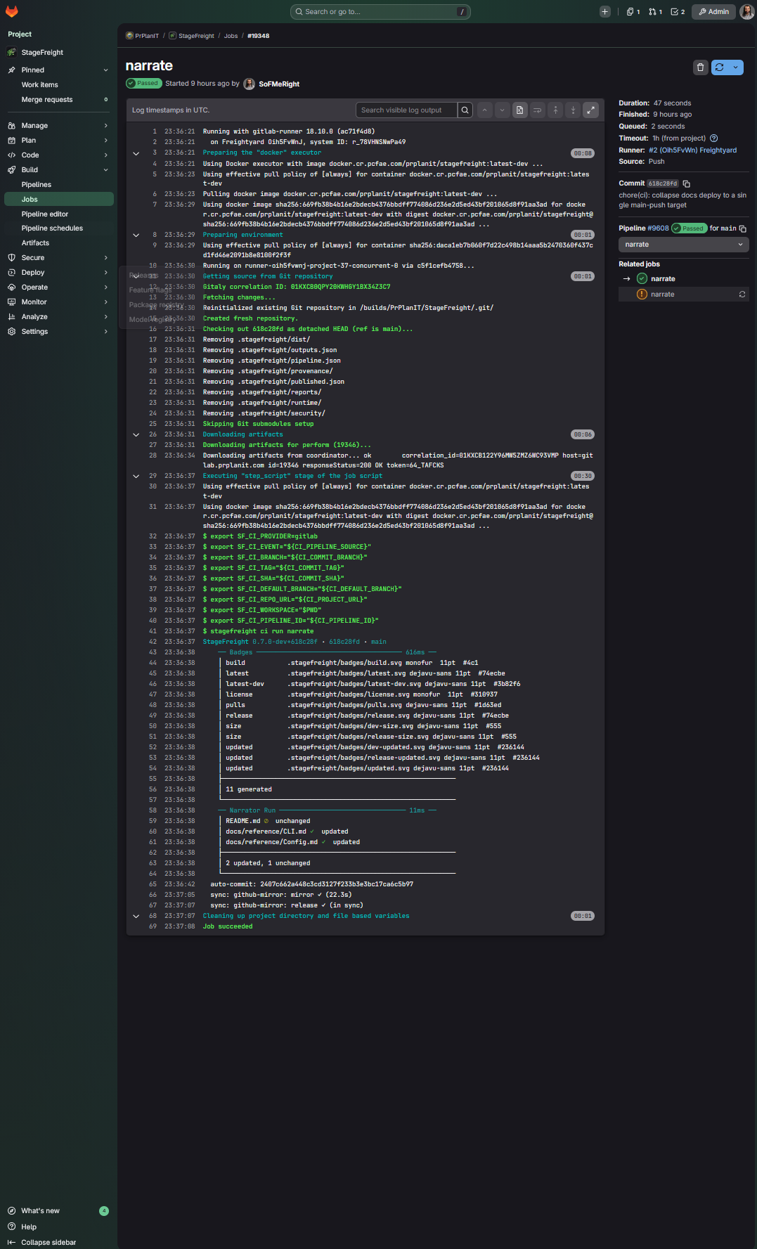 Narrate job in GitLab